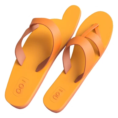 Flat sandal sole with minimal detail, 3D iPhone emoji style, matching the angle of the reference image, viewed from the bottom. sticker