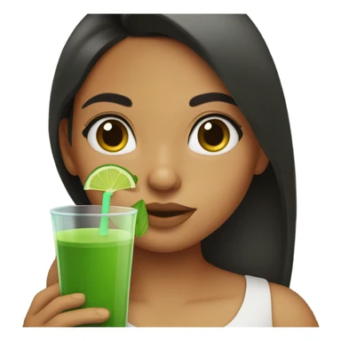 Latin girl drinking green juice sticker