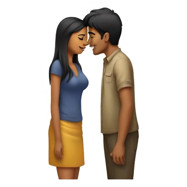 Tall young Indian man kissing short Cambodia women sticker