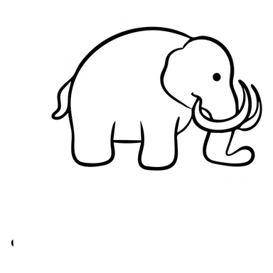Woolly mammoth with distinctive curved tusks and trunk, side view sticker