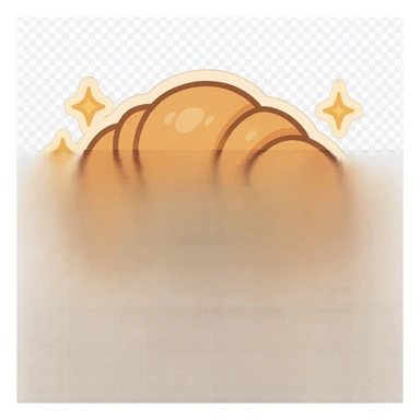 chibi sticker-style croissant sandwich with sparkles, cute and exaggerated sticker