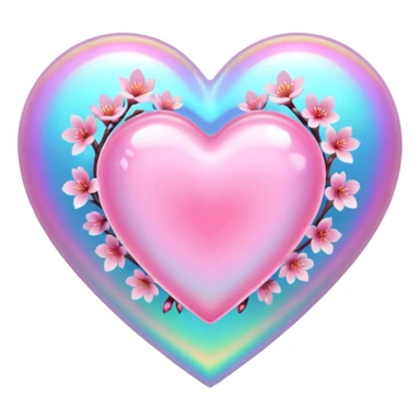 sakura heart with a holographic effect sticker