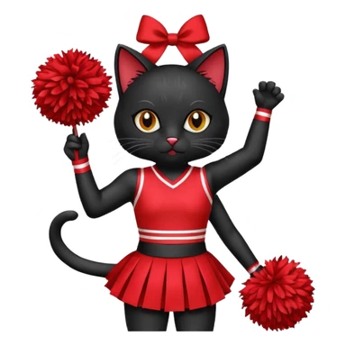 cheerleading black cat with pom pom sticker