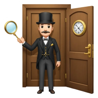 emoji of a gentleman with moustache and monocle standing nearby door welcoming you sticker