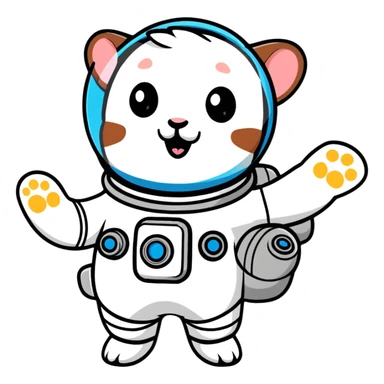space hamster in a spacesuit waving his hand sticker