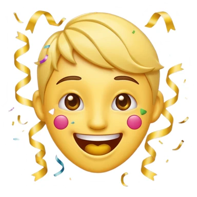 festive emoji with confetti and streamers, joyful expression sticker