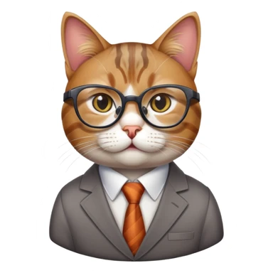 Cat with glasses looking like an office boss, professional business cat sticker