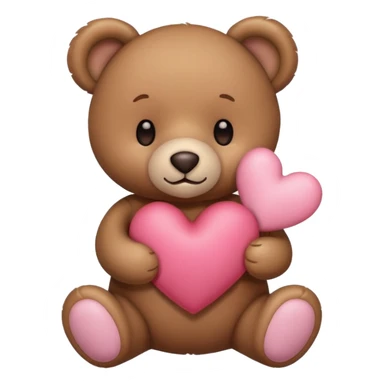 Teddy bear holding a heart sticker