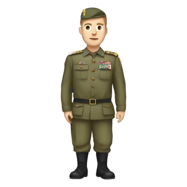 White man in army uniform holding a flag of Serbia sticker