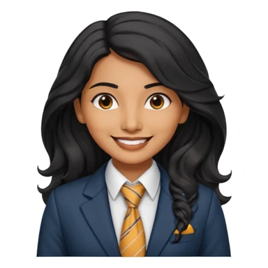wavy long black haired indian woman with tie and blazer sticker