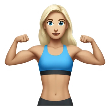 White Beautiful women with blue eyes wearing sports bra showing her muscles sticker