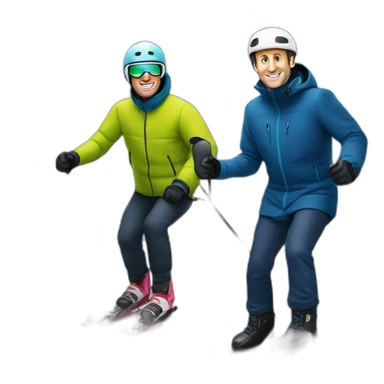 Irln man and Emmanuel Macron skiing sticker