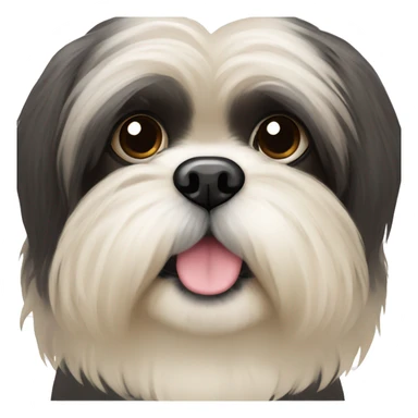 black Shih-Tzu with a beige chest and fluffy beige eyebrows  sticker
