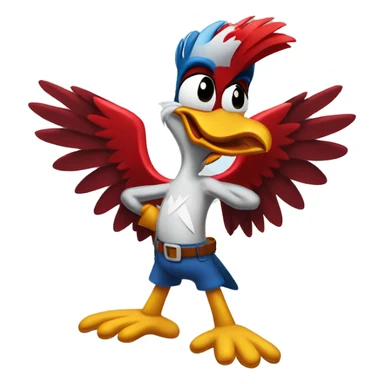 woody woodpecker with broken leg sticker