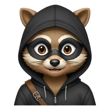 thief raccoon portrait, head and shoulders only, black burglar mask markings, sneaky smile, dark hoodie collar, mischievous eyes, 3D cartoon, mobile game icon style, clean background, no text, no watermark
 sticker