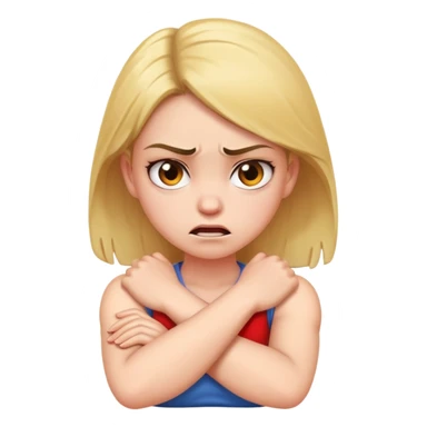 arms crossed holding neck angry girl sticker