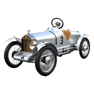  1956 luxury 3Cpo racing Rolls Royce lowered powerful 4 cylinder engined silver ghost racing cyclekart with advanced rugged independent suspension, power steering and disc brakes  sticker