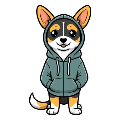 Dog wearing a hoodie sticker