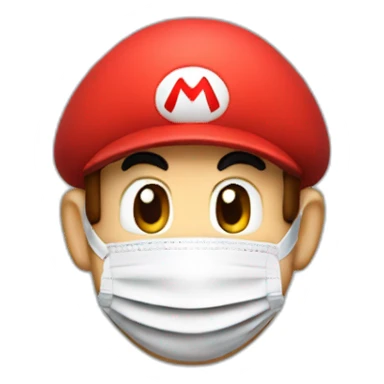 super mario with a covid mask sticker