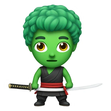 Green haired man with katana sticker