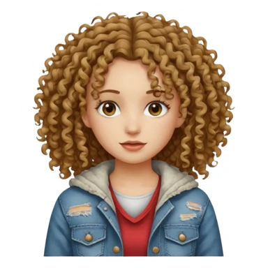 ios 18 emoji pretty girl with curly hair and poor clothes sticker