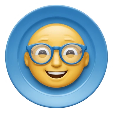 talking plate blue with glassess sticker