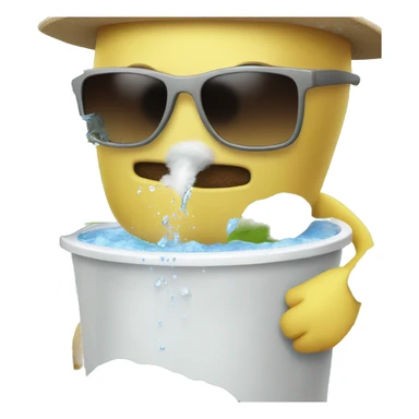 cotton plant in sunglasses is drinking water sticker