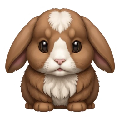 brown holland lop bunny (portrait, facing forward, iOS 17 style, happy) sticker