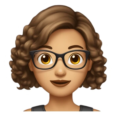 Fille a lunettes cheveux lisses brun mi-court sticker
