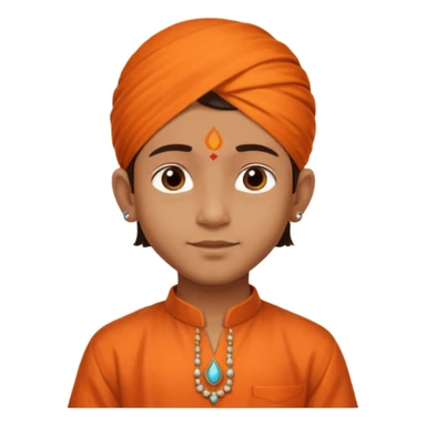 an indian boy in orange kurta and tilak with text belo saying "Veer" sticker