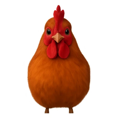 Realistic, fluffy rooster, front view, with no background, transparent background. sticker