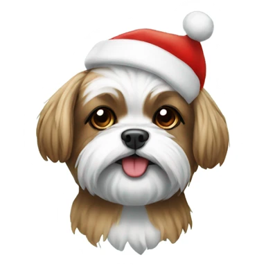 Shitzu wearing a Christmas hat sticker