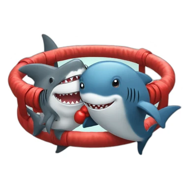 Shark boxing with dolphin in a ring sticker
