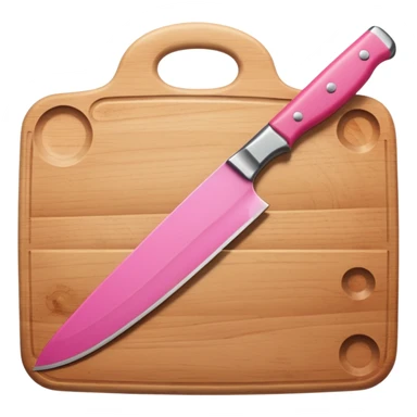 a cutting board with pink knife sticker