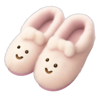 Soft, pastel-colored fuzzy slippers with design. sticker