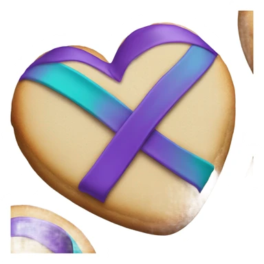 Cookie heart with purple teal awareness support ribbon sticker