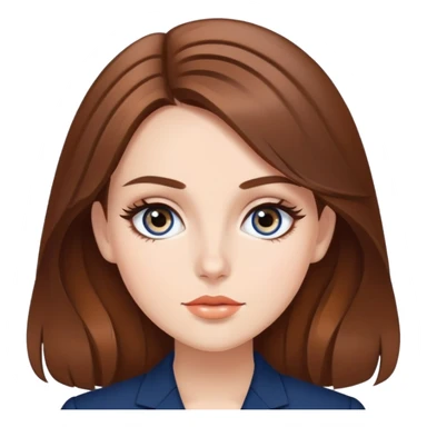 Beautiful Girl with brown hair super expensive star eyes elegant cartoon style navy blue  sticker