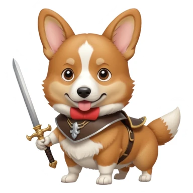 corgi with sword strapped to his front sticker