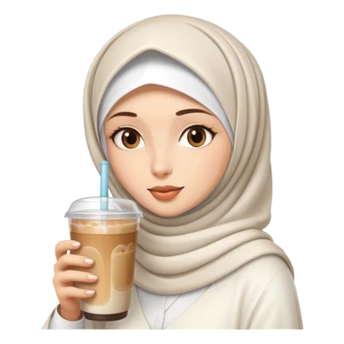 White hijab girl and iced coffee sticker
