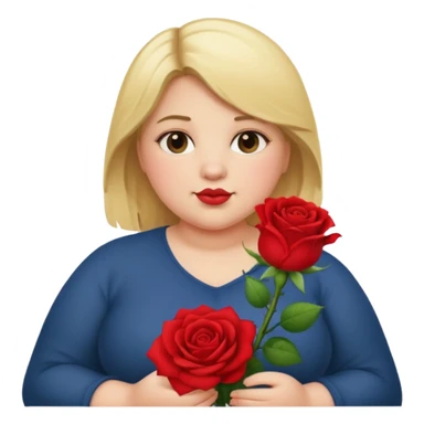 ash Trevino is a fat girl with blonde hair and has a rose in her hand , really fat sticker