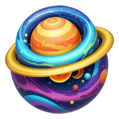 colorful planet with ring sticker