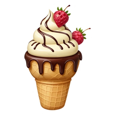 ice cream with fruits and chocolate sauce sticker