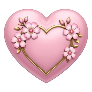 heart with sakura flowers and very prominent gold and silver accents sticker