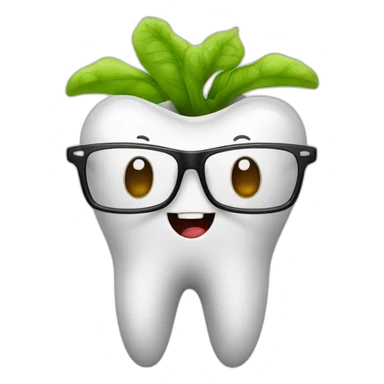 Premolar tooth wit eyeglasses and caries in root sticker