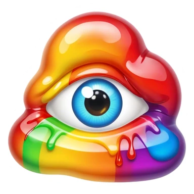 melted rainbow gummy eye sticker