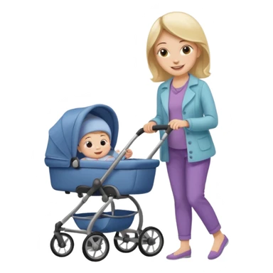 lady shopping with baby sticker