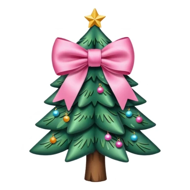 Pink bow christmas tree sticker