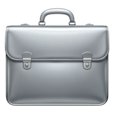 A luxury briefcase emoji made of polished silver chrome, smooth rectangular shape, metallic reflections, minimal high-end design, swag business aesthetic, iOS emoji style, centered, clean white background
 sticker