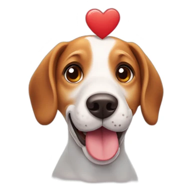 Smiling beagle dog with a heart-shaped tag sticker