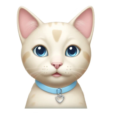 cream cat with light blue eyes and light pink collar sitting sticker
